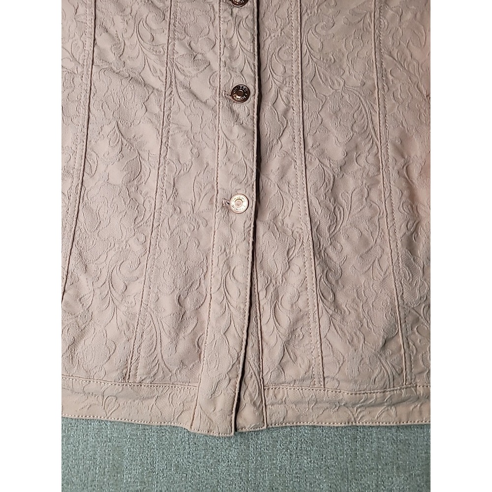 Chico's Elongated Jacquard Paris Pink Button Down Jacket 3 16/18 Cotton/Spandex‎ - Picture 7 of 14